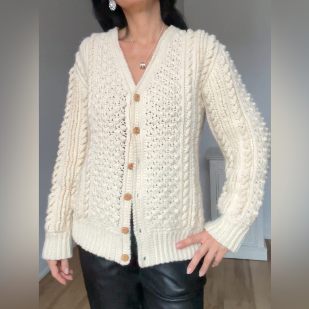 Vintage 70’s Aran Fisherman’s Chunky Knit Cardigan